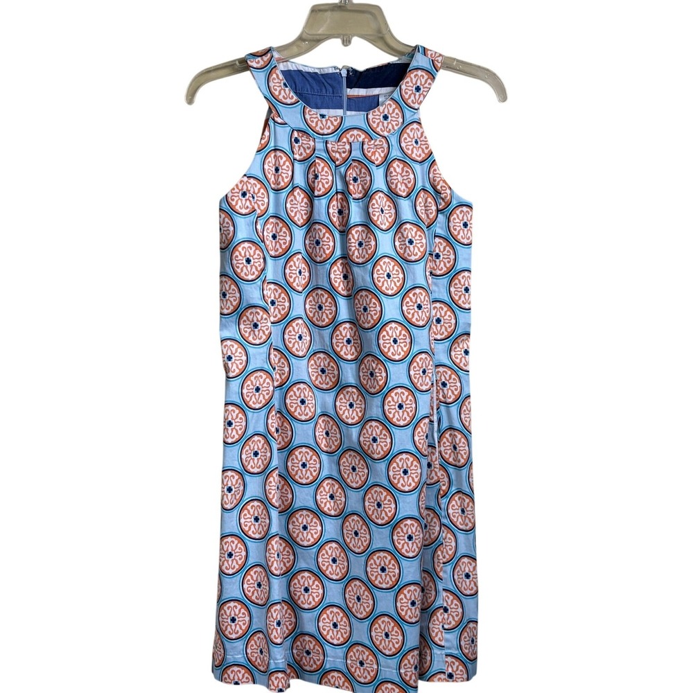 Dizzy Lizzie Medallion Print Halter Shift Mini Dress XS Pockets Coastal Preppy